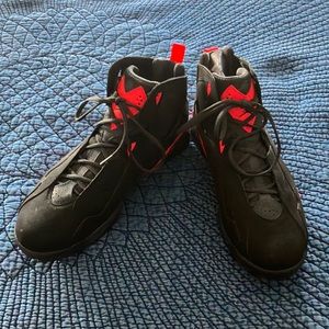 Air Jordan black and red high top sneakers, size 14. New with out tags or box.